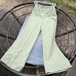 Vintage Jantzen Ribbed Knit Mint Green Wide Leg Pants, Fits M/L